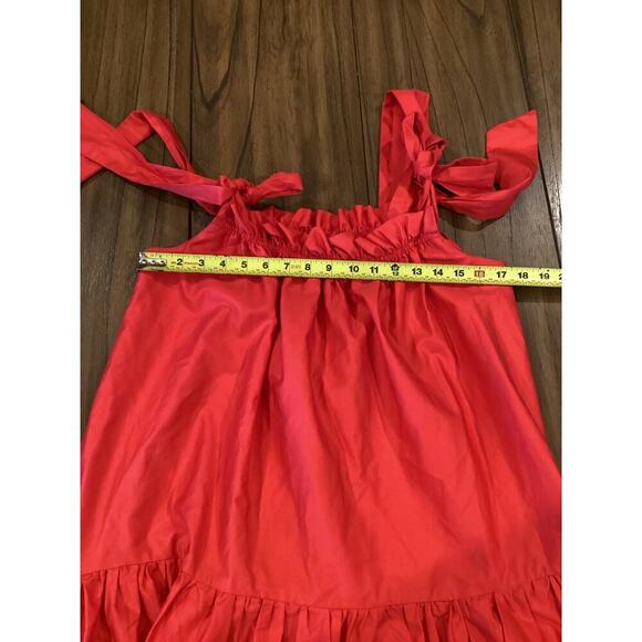 Kasia tuckernuck tiered ruffle shift cotton sun Dress red Orange Medium - Picture 7 of 8